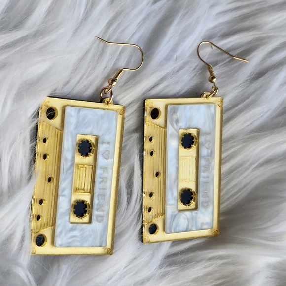 Boutique Jewelry - Retro Cassette Tape Earrings, Dangle Earrings, Vintage Record Tapes